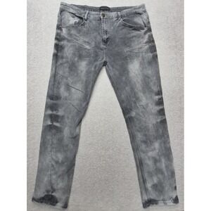 Encrypted Legend Jeans Mens 42x34 Skinny Fit Gray Black Acid Wash Distressed
